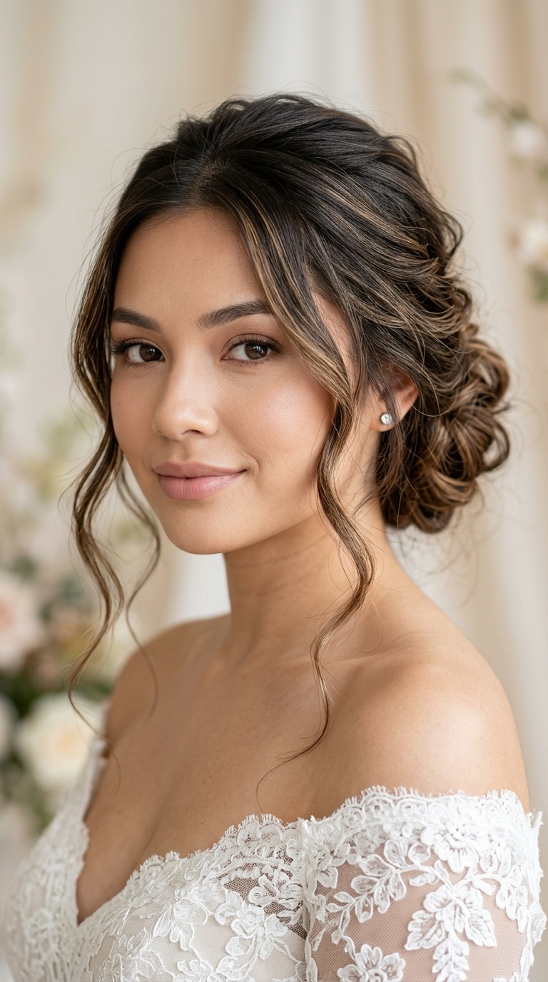 Messy Low Bun with Face-Framing Tendrils
