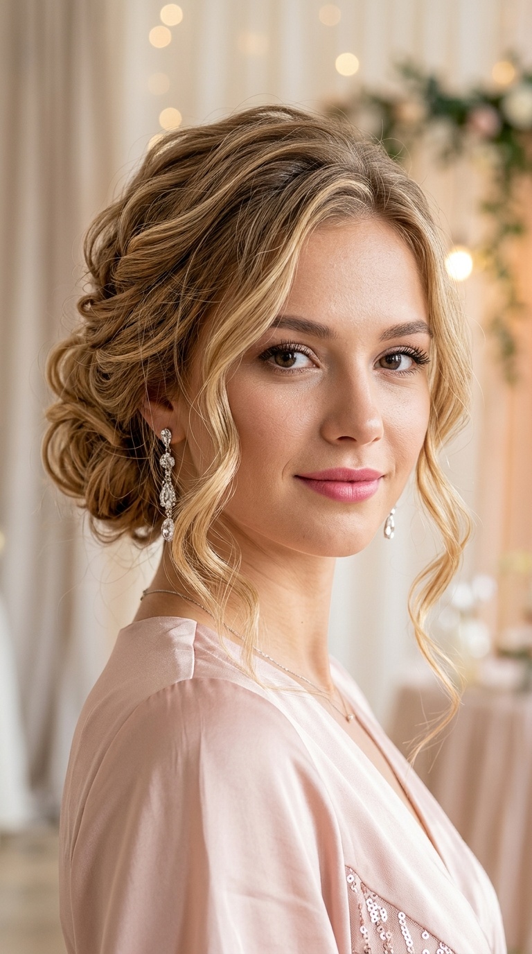 Messy Low Bun with Face-Framing Waves