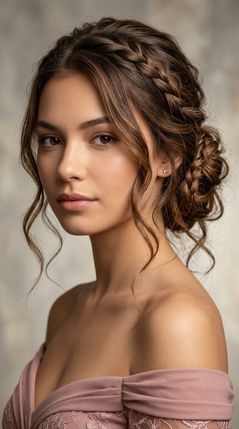 Messy Low Bun with Intricate Braids