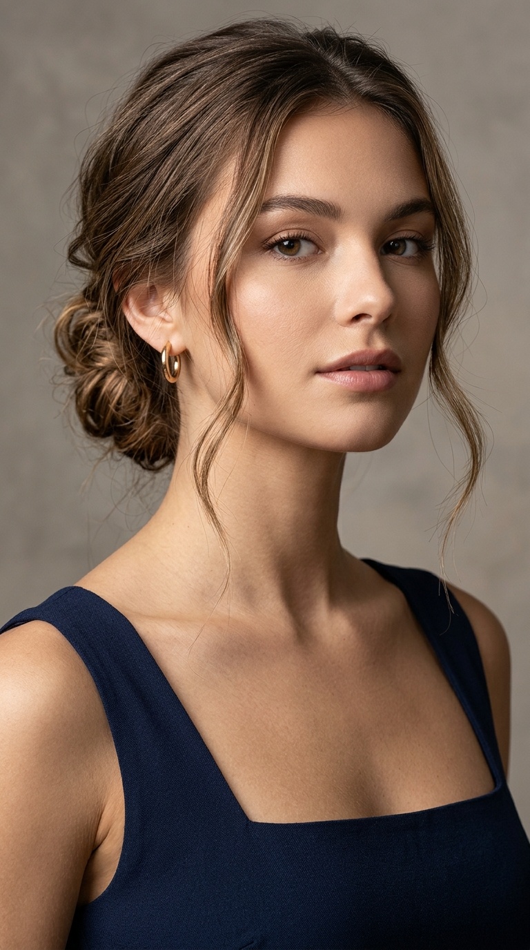 Messy Low Bun with Tendrils