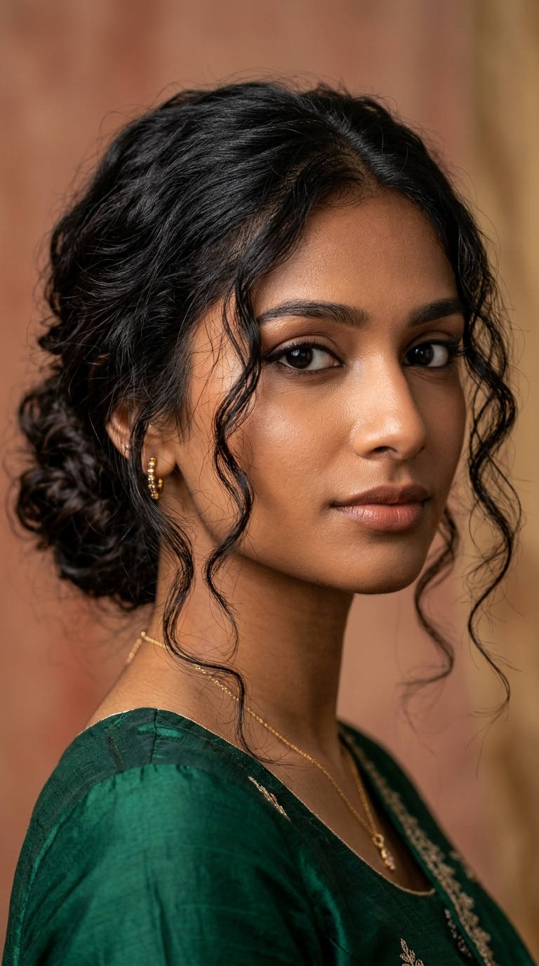 Messy Low Bun with Tendrils