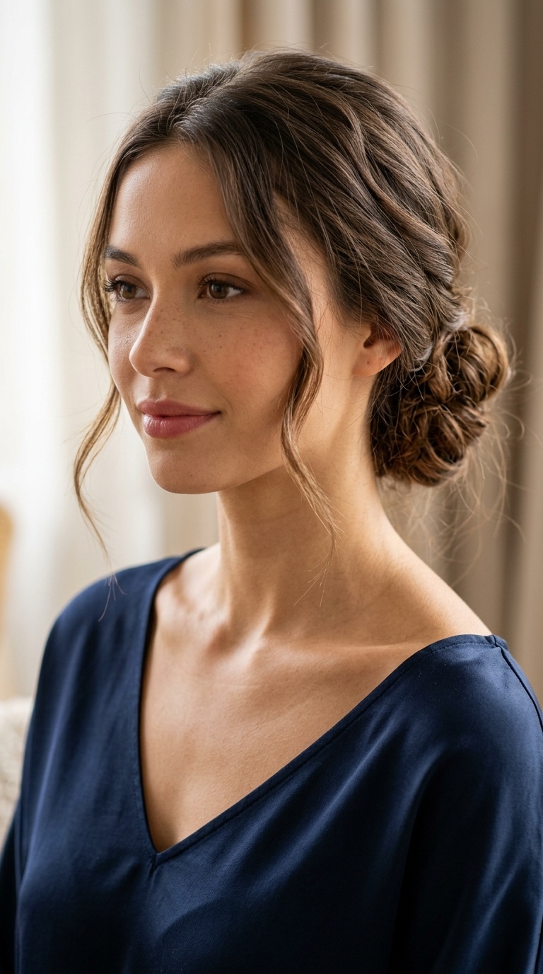 Messy Low Bun with Tendrils