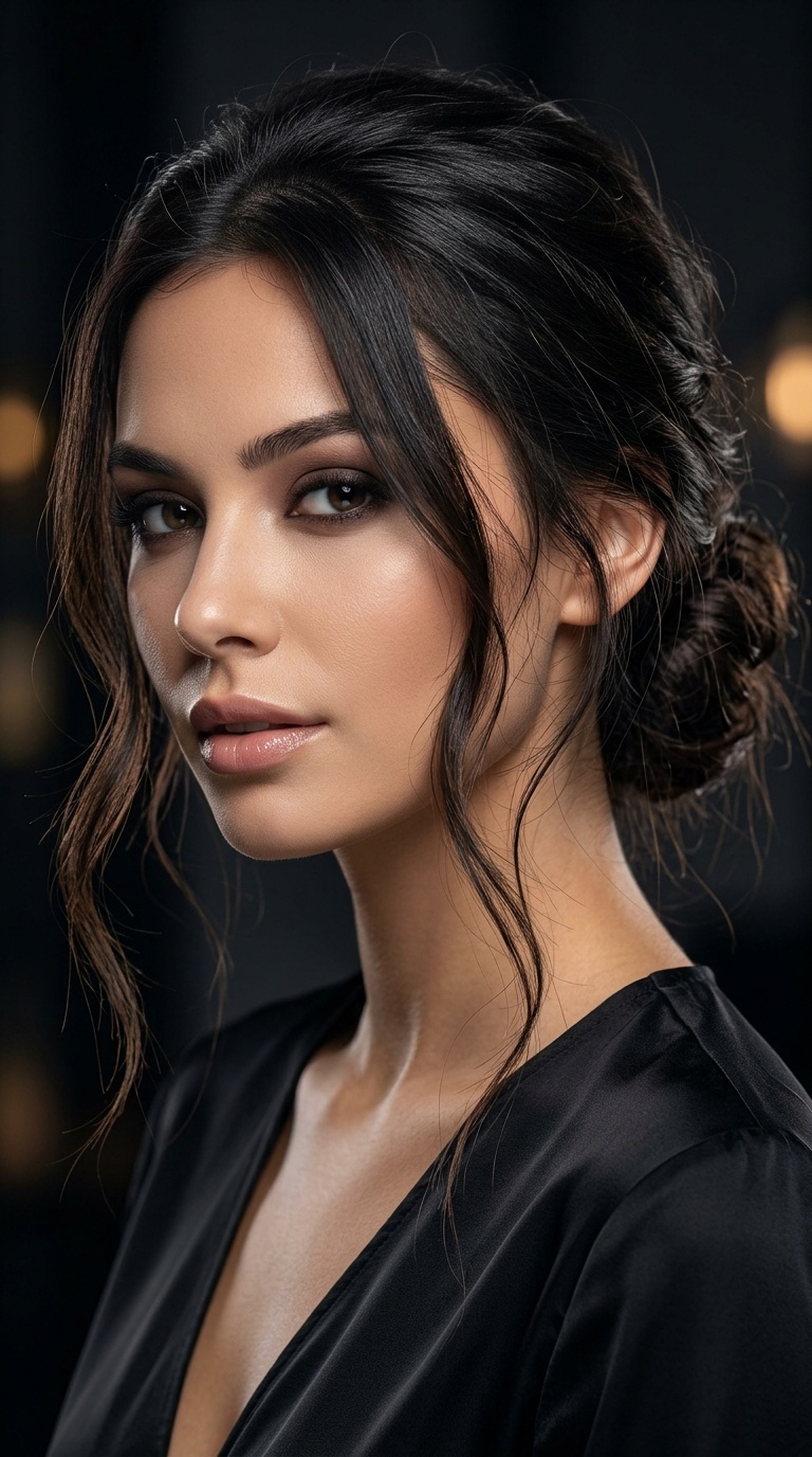 Messy Low Bun with Tendrils