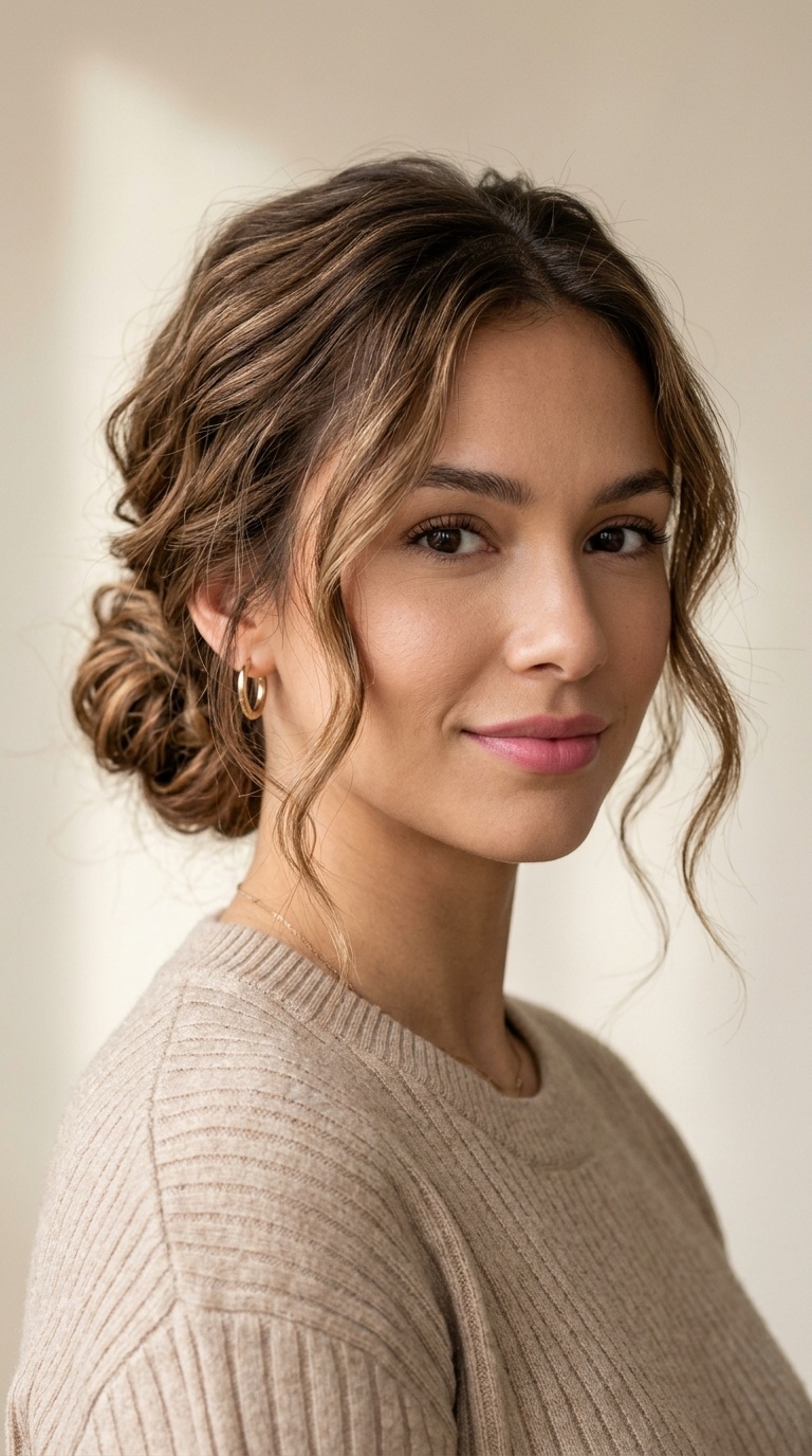 Messy Low Bun with Tendrils