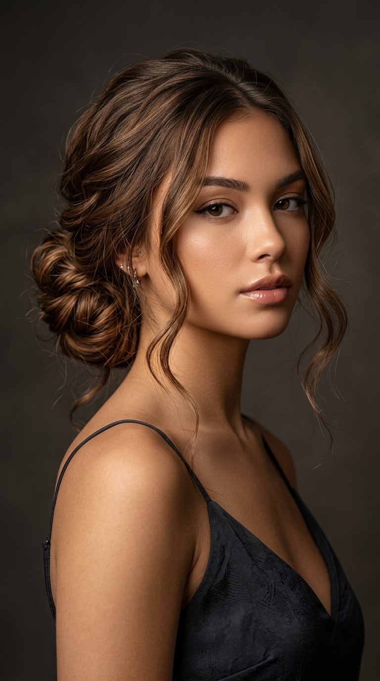 Messy Low Bun with Tendrils