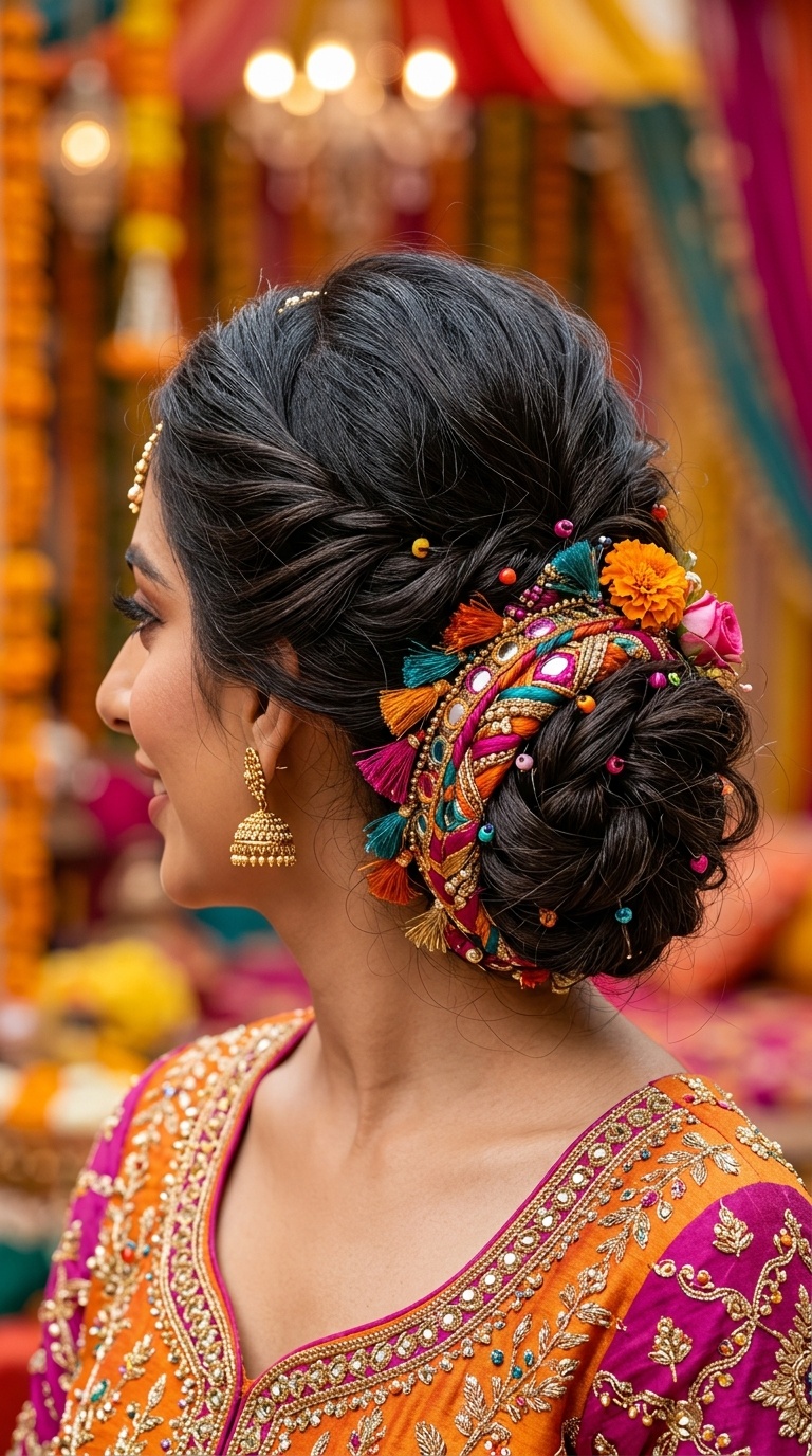 Messy Low Bun with Wrapped Paranda