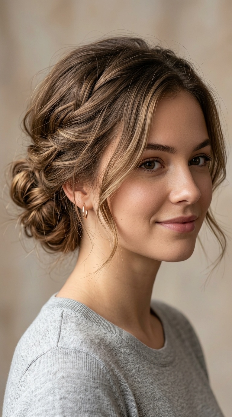 Messy Low Chignon for Short Hair