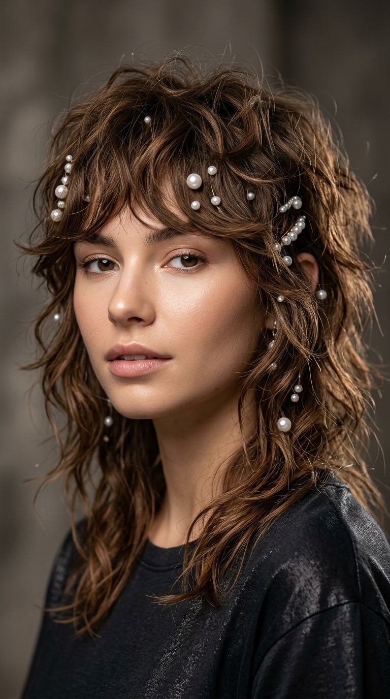 Messy Mullet with Pearl Accents