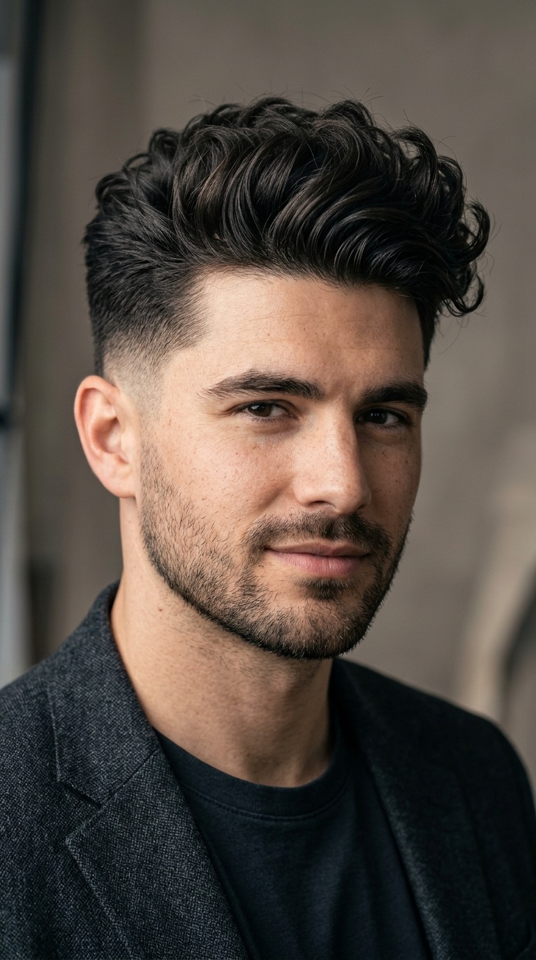 Messy Quiff with Taper Fade