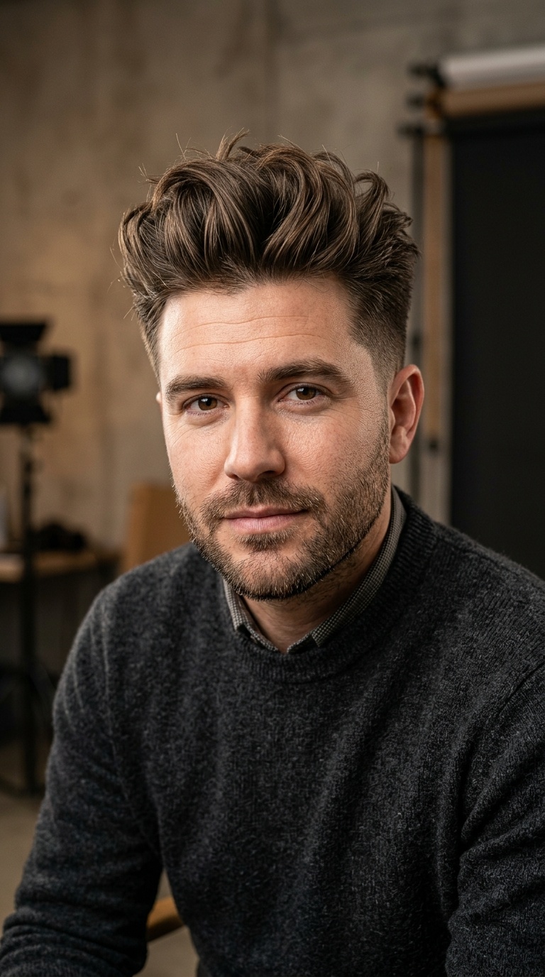 Messy Quiff with Tapered Sides