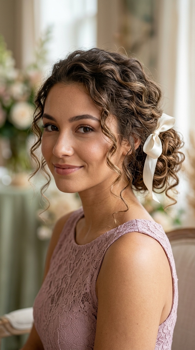 Messy Romantic Bun with Ribbon