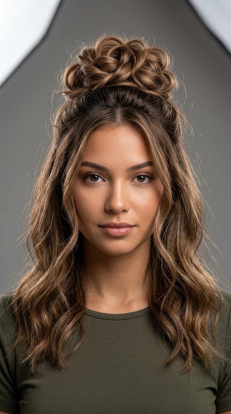Messy Rose Bun Half-Up