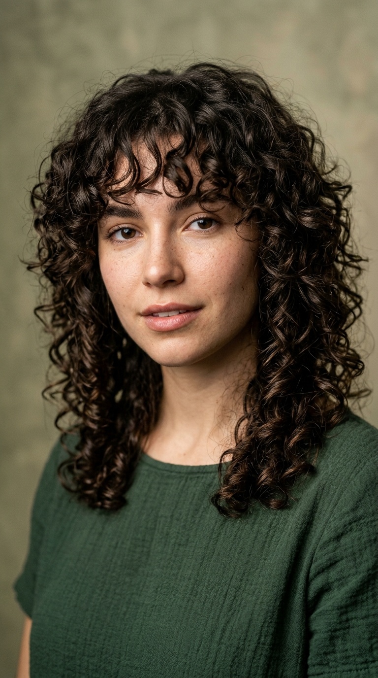 Messy Shag with Curly Bangs