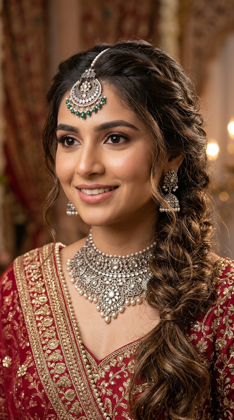 Messy Side Braid with Heirloom Silver Jewelry