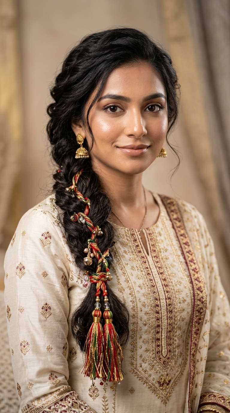Messy Side Braid with Parandi Charms
