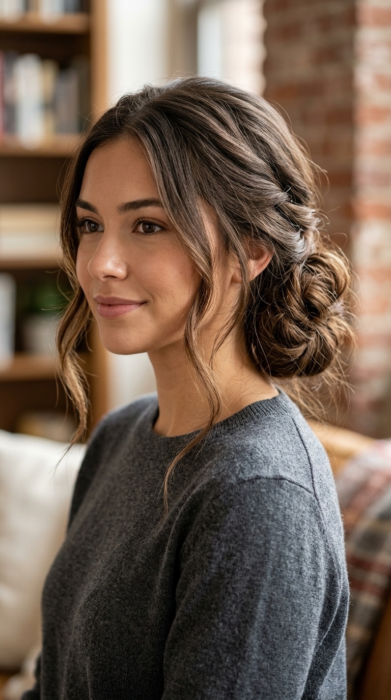 Messy Side Bun with Tendrils