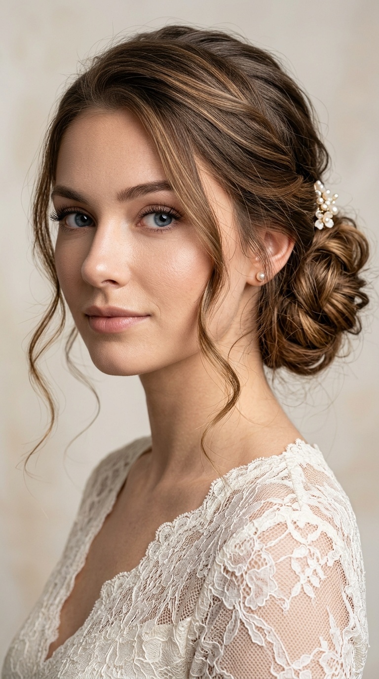 Messy Side Bun with Tendrils