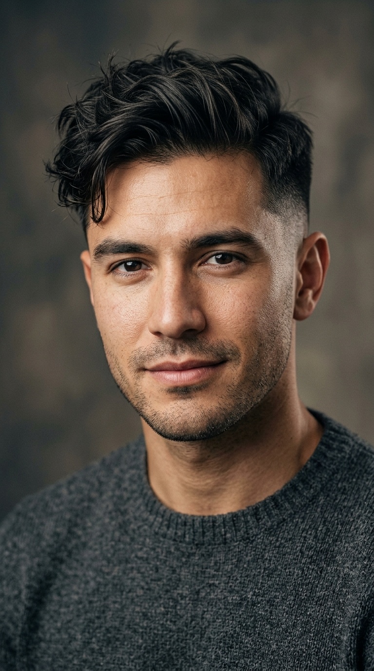 Messy Side Part with Fade