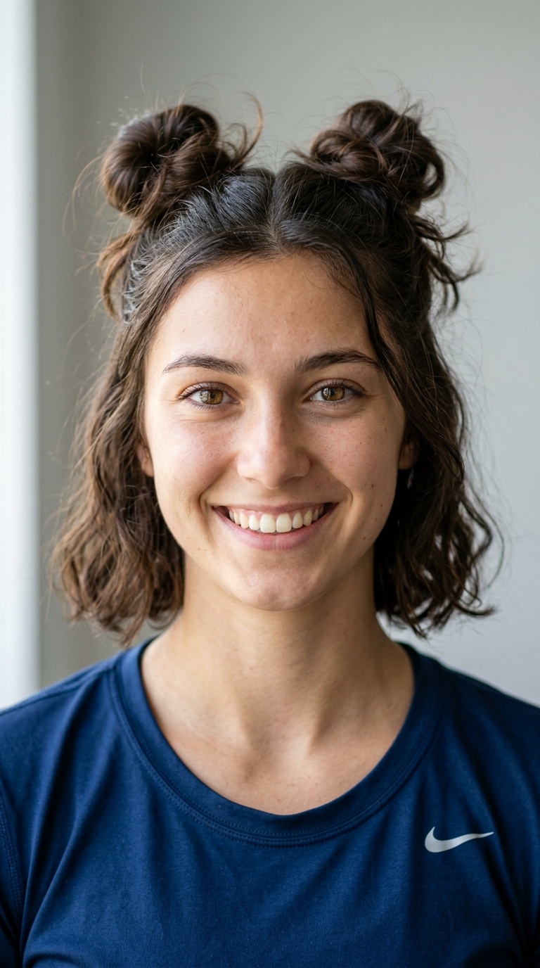 Messy Space Buns (Half-Up)