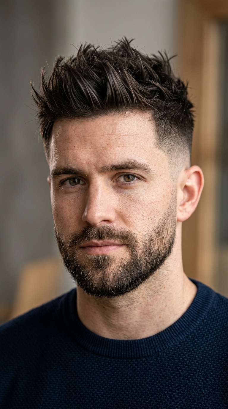 Messy Spikes with Drop Fade and Designer Stubble