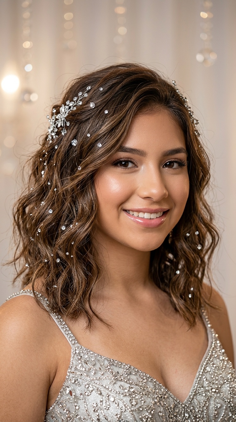 Messy Textured Lob with Sparkle