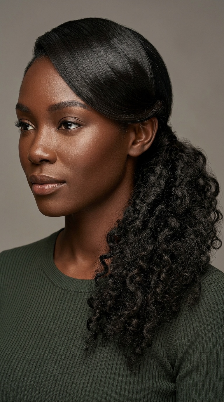 Messy Textured Side Pony with Sleek Swoop