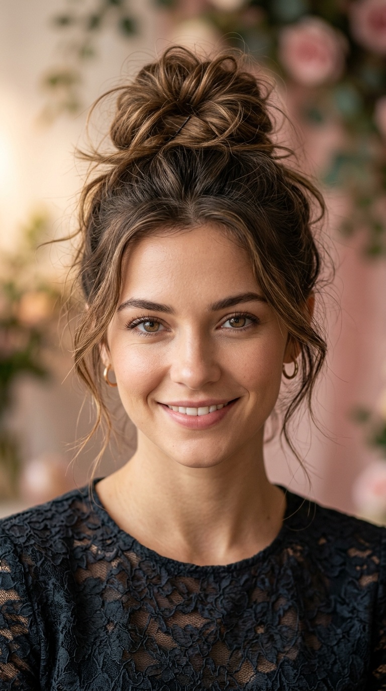 Messy Top Knot for Short Hair