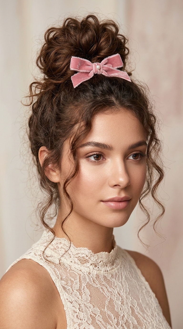 Messy Top Knot with Bow Base