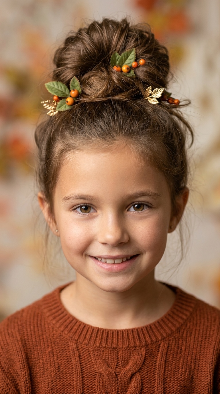 Messy Top Knot with Leaf Accessories