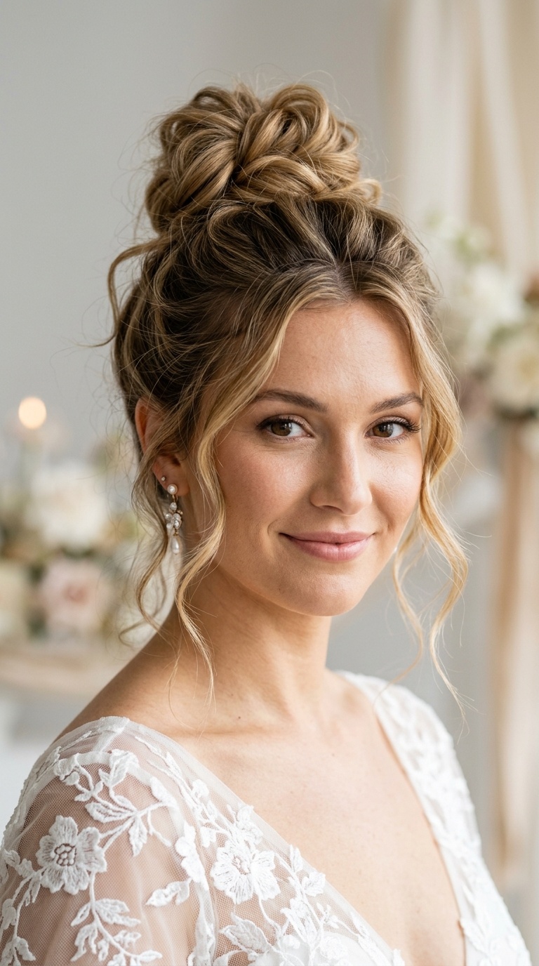 Messy Top Knot with Tendrils