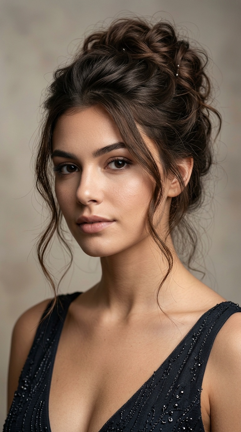 Messy Updo with Tendrils