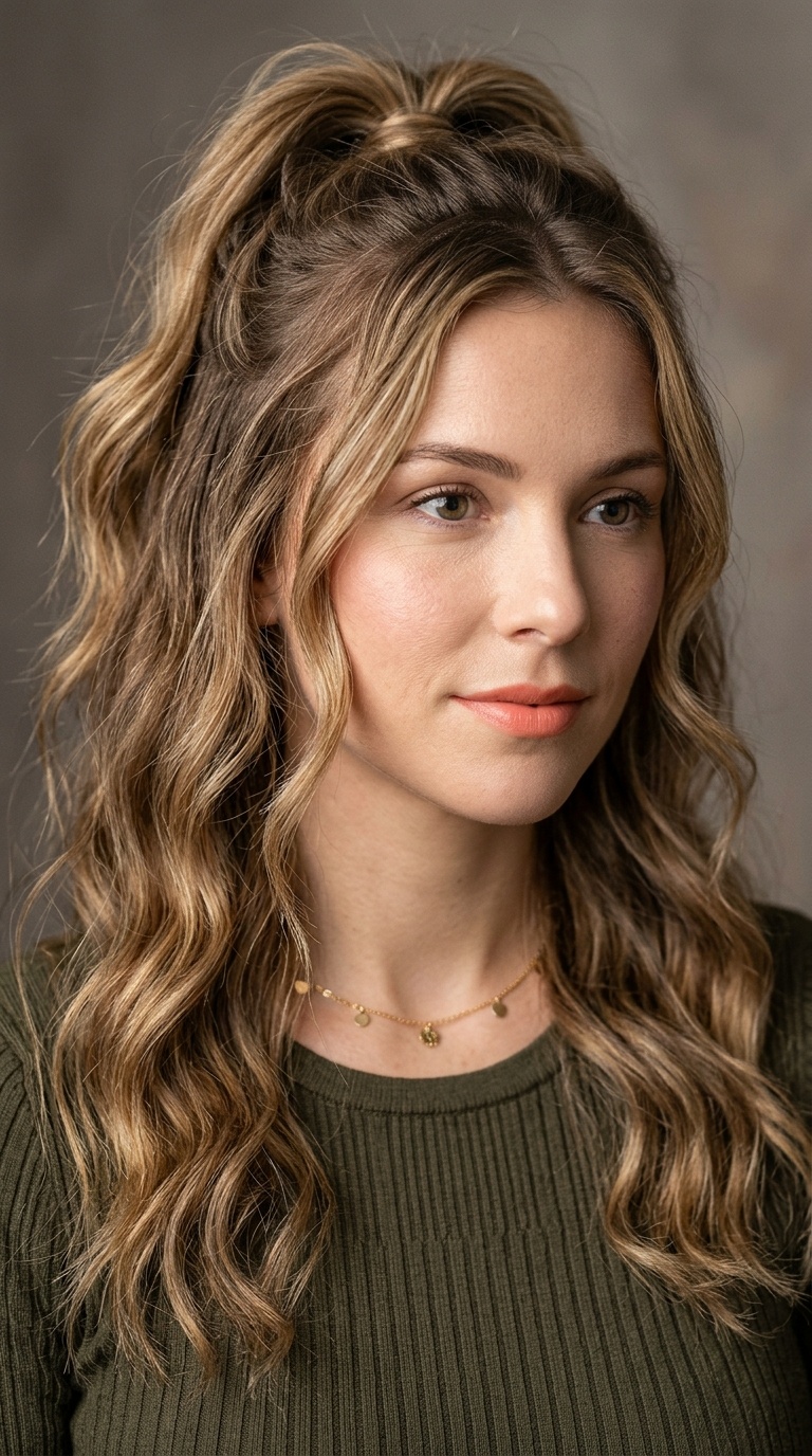 Messy Wave Half-Up Loop