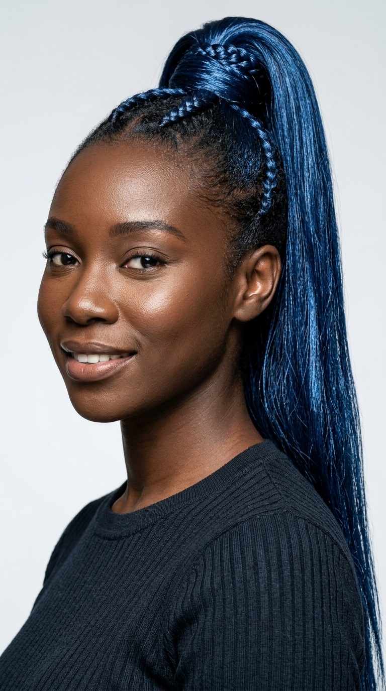 Metallic Blue High Ponytail