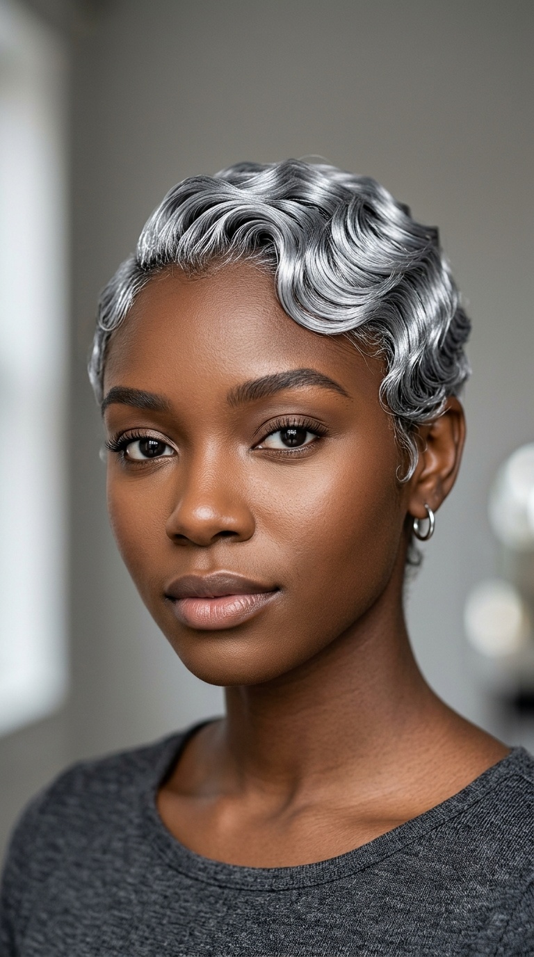 Metallic Silver Finger Waves