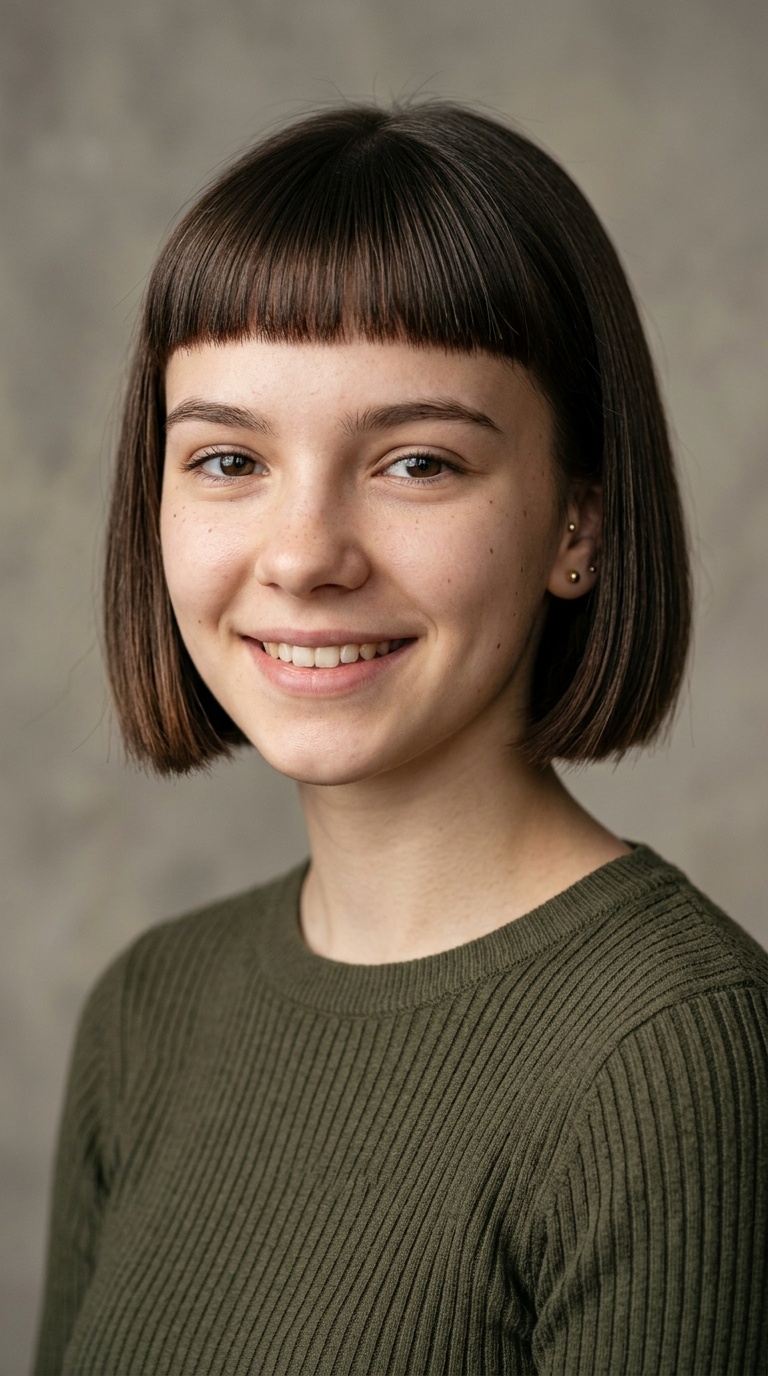 Micro Bangs with a Blunt Bob