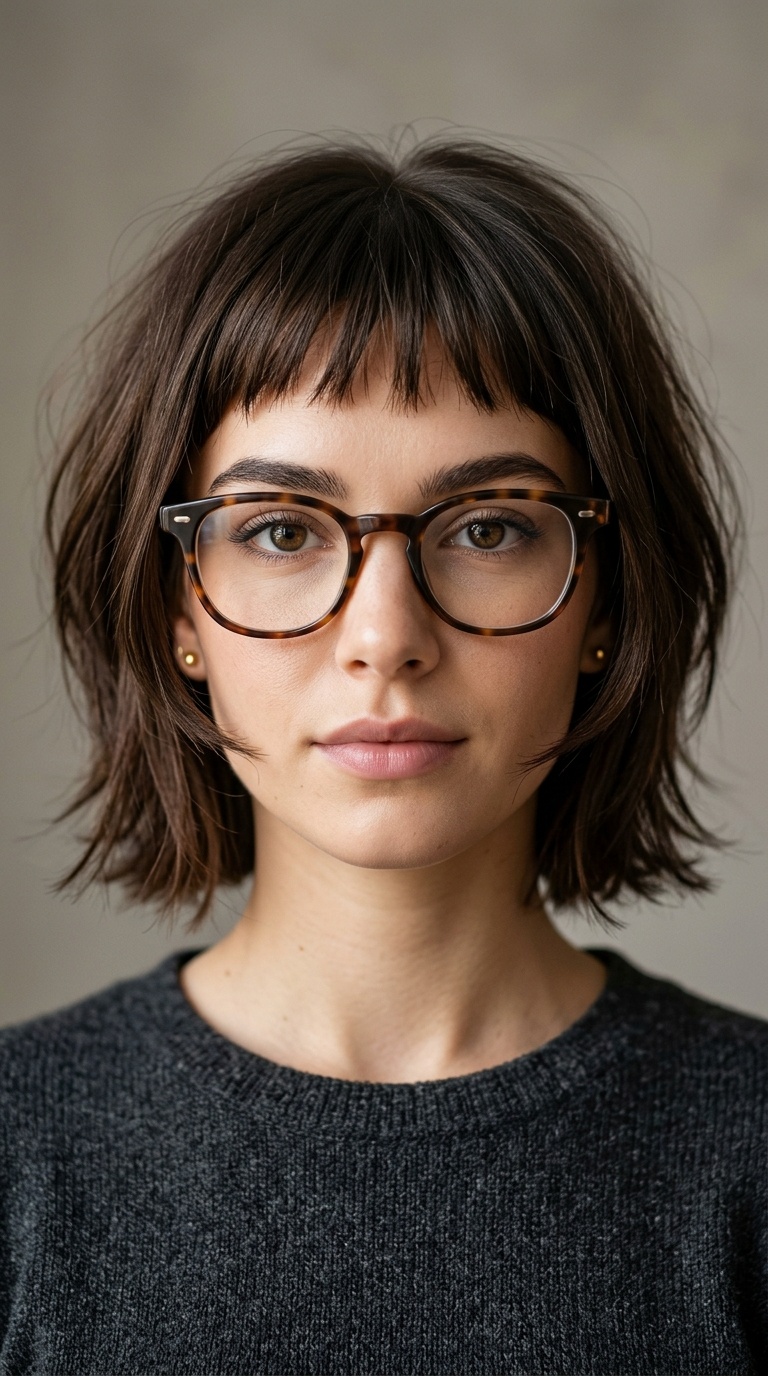 Micro Bangs with Bold Face-Framing Tendrils