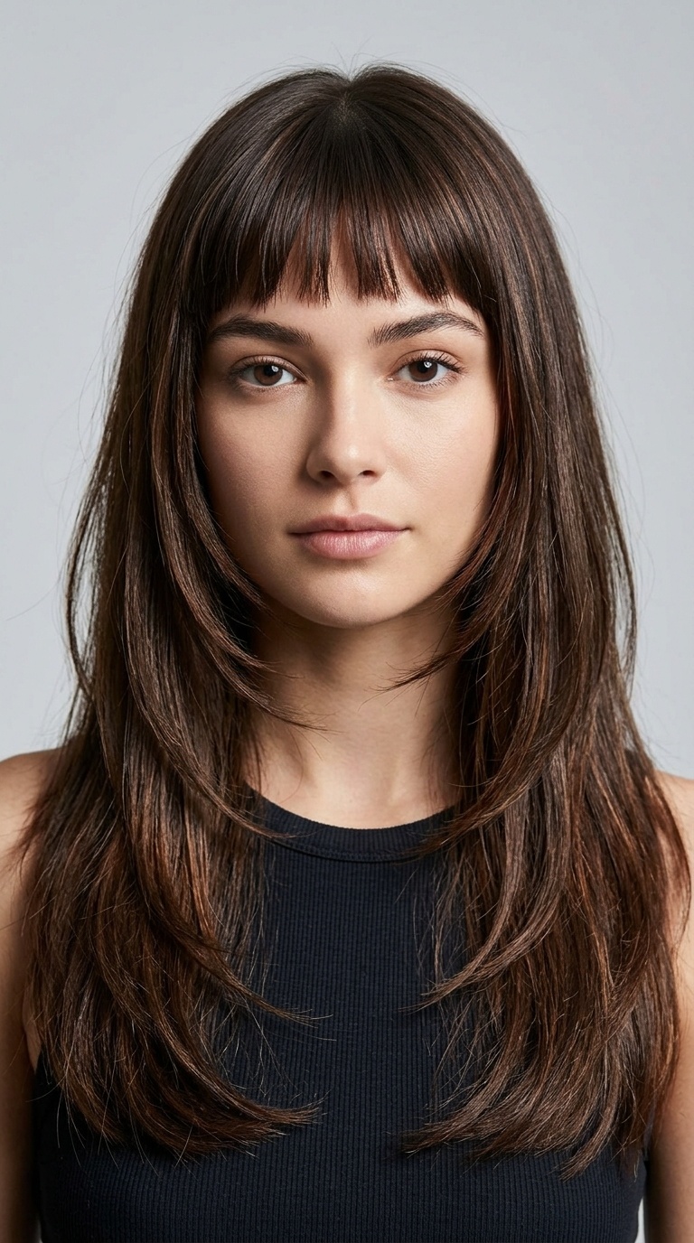 Micro-Bangs with Long Face-Framing Layers