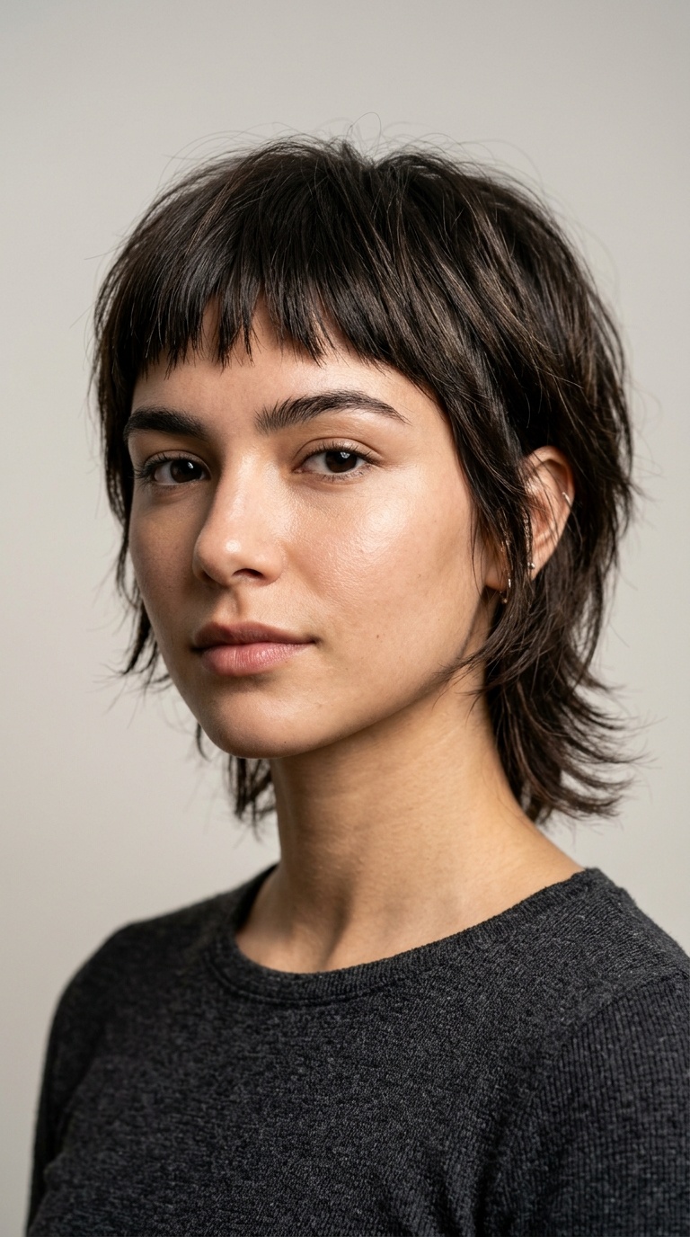 Micro-Bangs with Shaggy Layers