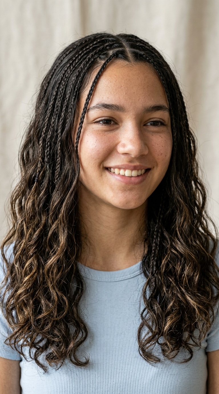 Micro-Braid Accents with Air-Dried Waves