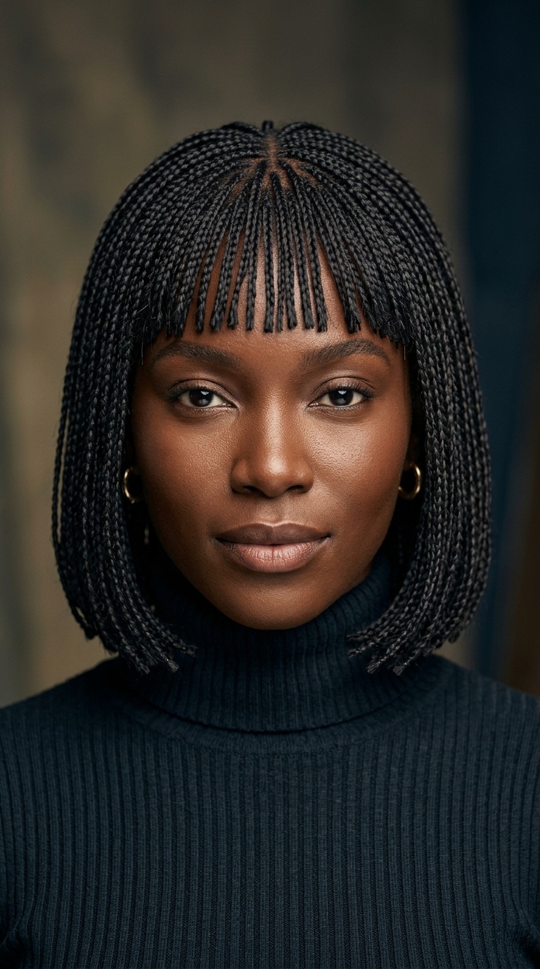 Micro-Braid Bob with Straight Bangs