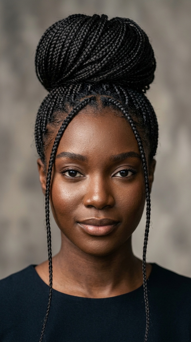 Micro-Braided Top Knot with Face-Framing Strands
