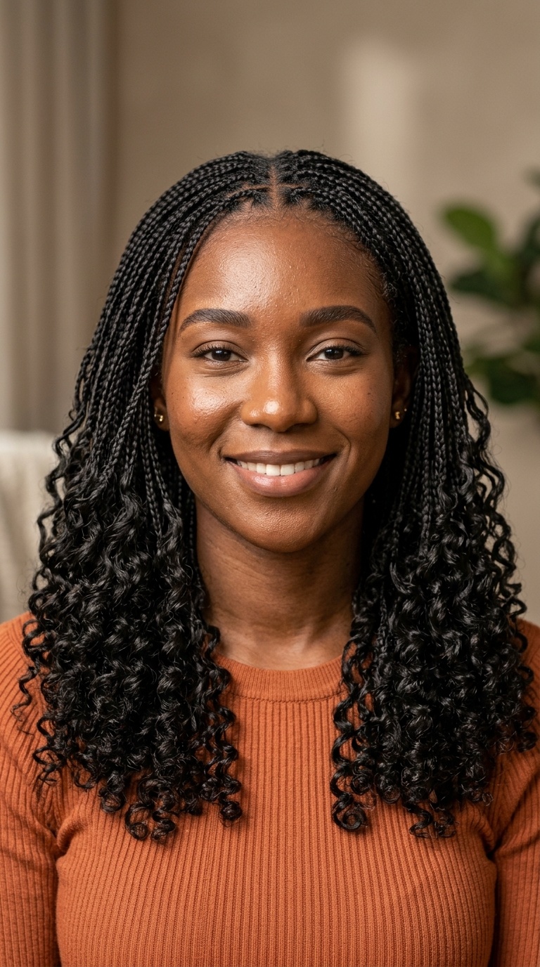 Micro Braids with Curly Ends