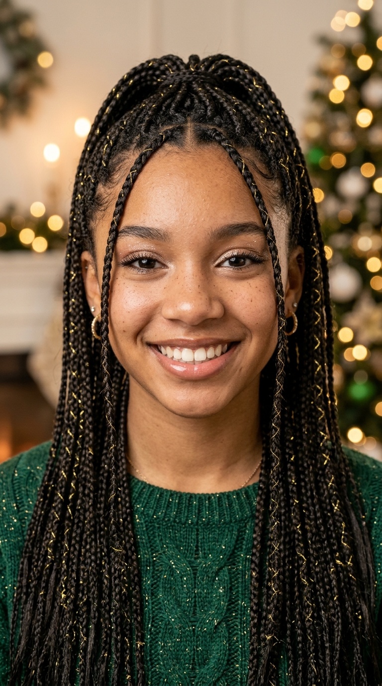 Micro-Braids with Gold Thread Accents