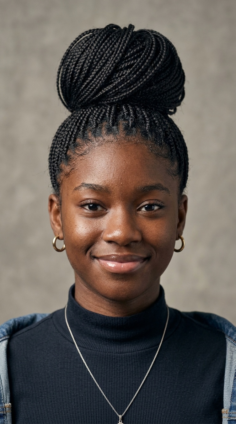 Micro Braids with High Bun