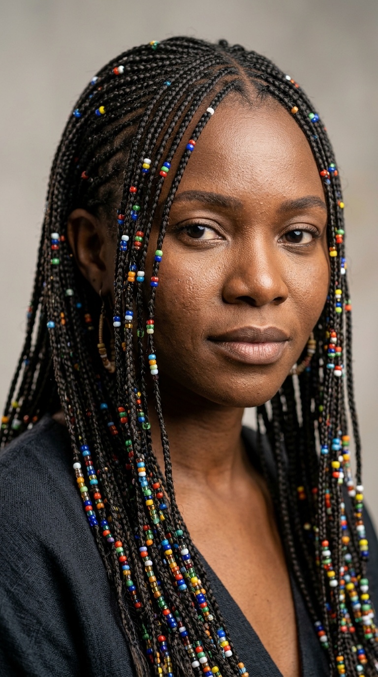 Micro Braids with Multi-colored Seed Beads