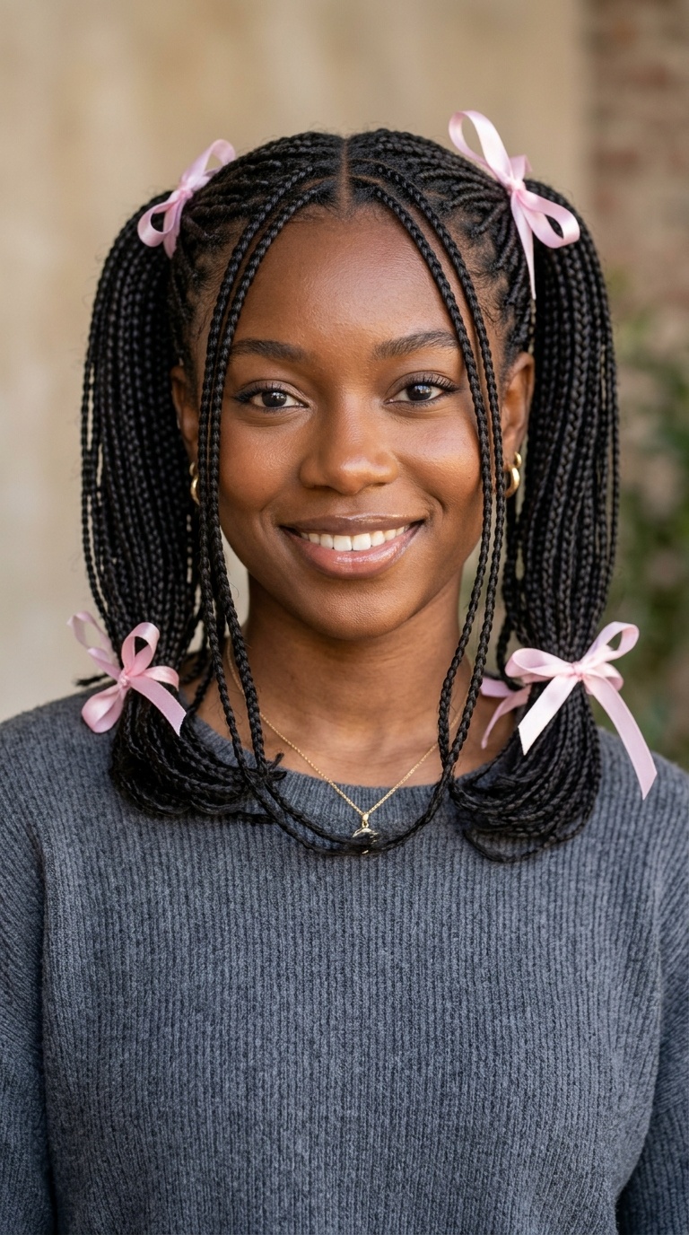 Micro Braids with Ribbon Ties