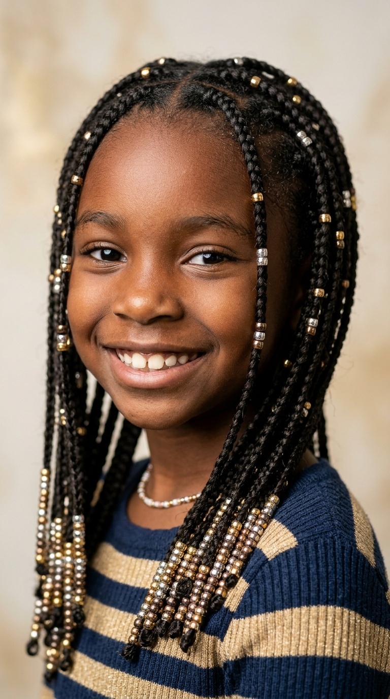 Micro Braids with Tiny Metallic Beads