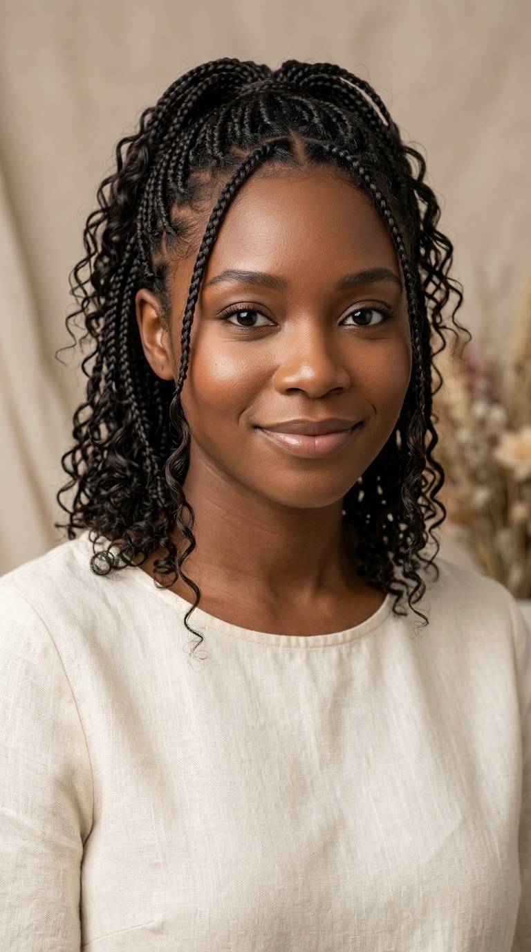 Micro Braids with Wet-Look Curls