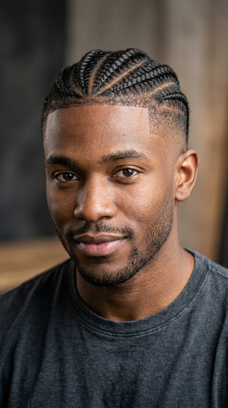 Micro Cornrows with High Taper