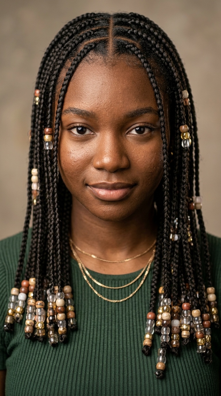 Micro Knotless Braids with Beads
